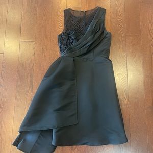 Never-worn THEIA black, satin dress with beading